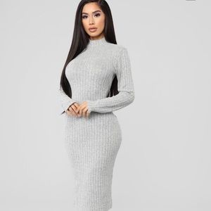 Long Sleeve Gray Dress